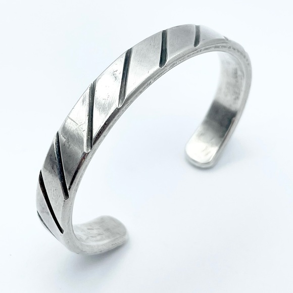Carmelo Patania CP Sterling Silver Cuff Bracelet - Etched Vintage Heavy 42 Grams - Picture 1 of 12